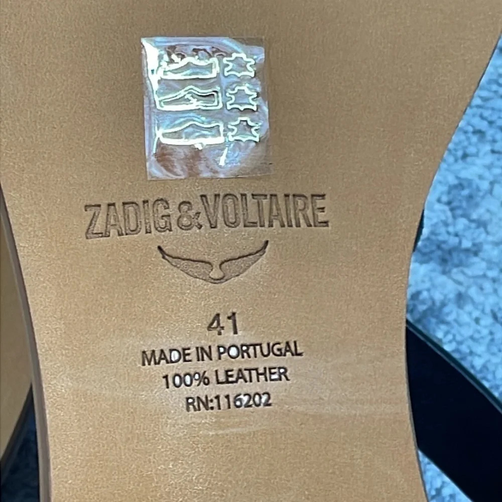 NIB Zadig & Voltaire Cecilia Studs Caprese Sandals Black Suede Strappy Sz 41